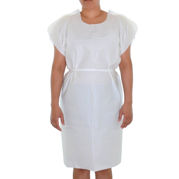Exam Gown 3 Ply T/P/T Universal, White, 50/Cs, 50PK